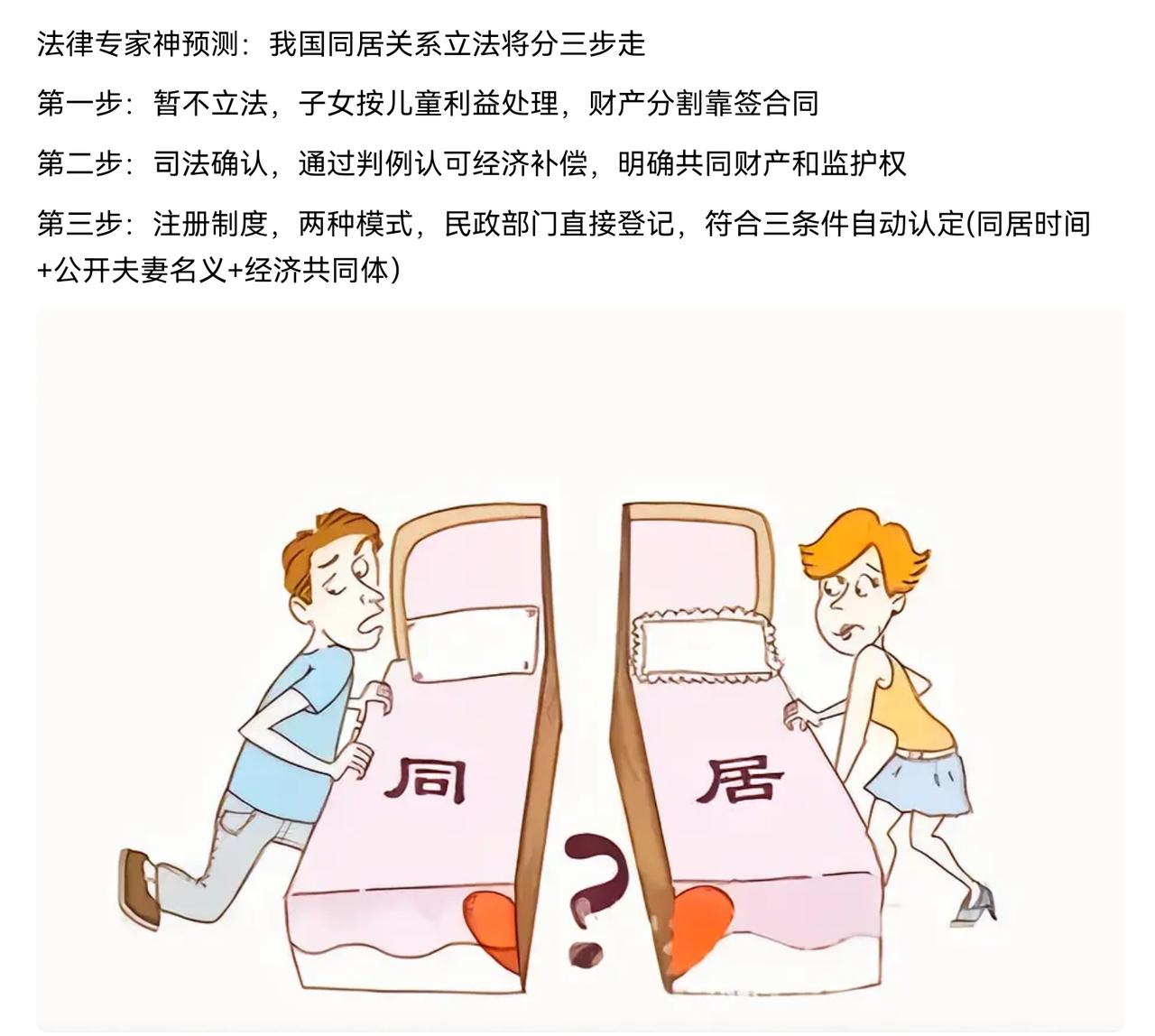 完全一派胡言，同居关系只适用不够故意伤害罪的家庭暴力。而不适用民法的财产关系，比