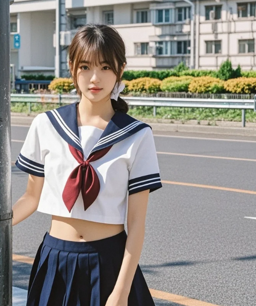 水手服下的性感曲线这身材是漫画里走出来的吧