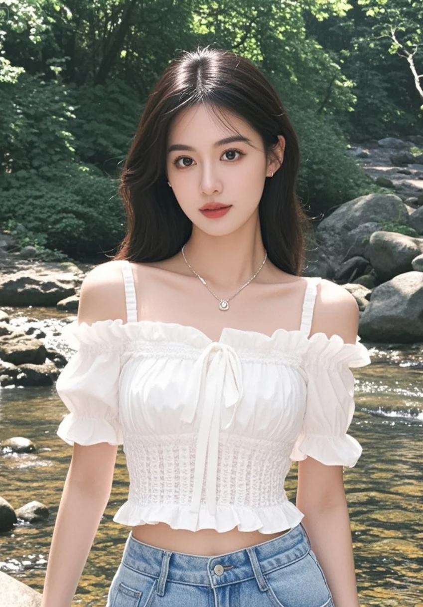 青苔石上，她如画中人缓缓走来