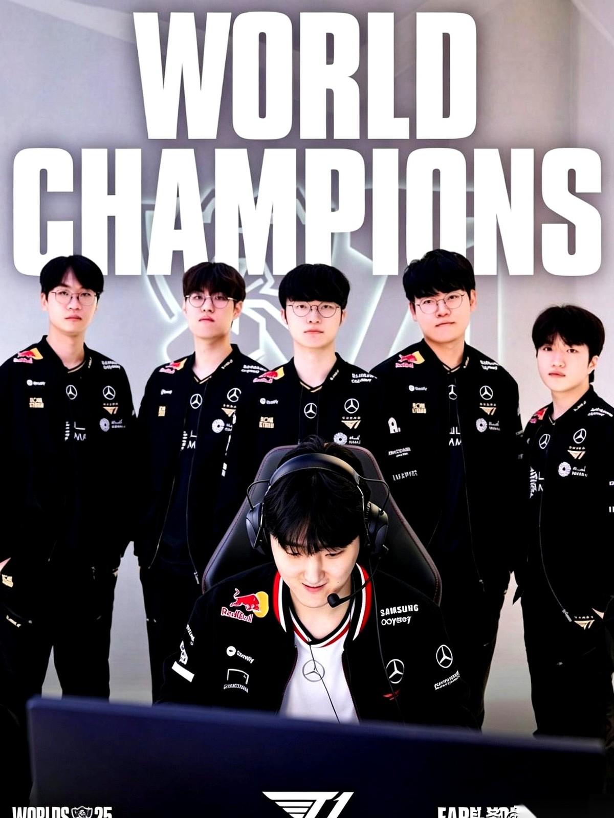 刚拿下世界冠军的T1，新赛季第一场，直接被KT一个2:0剃了光头。镜头给到下路