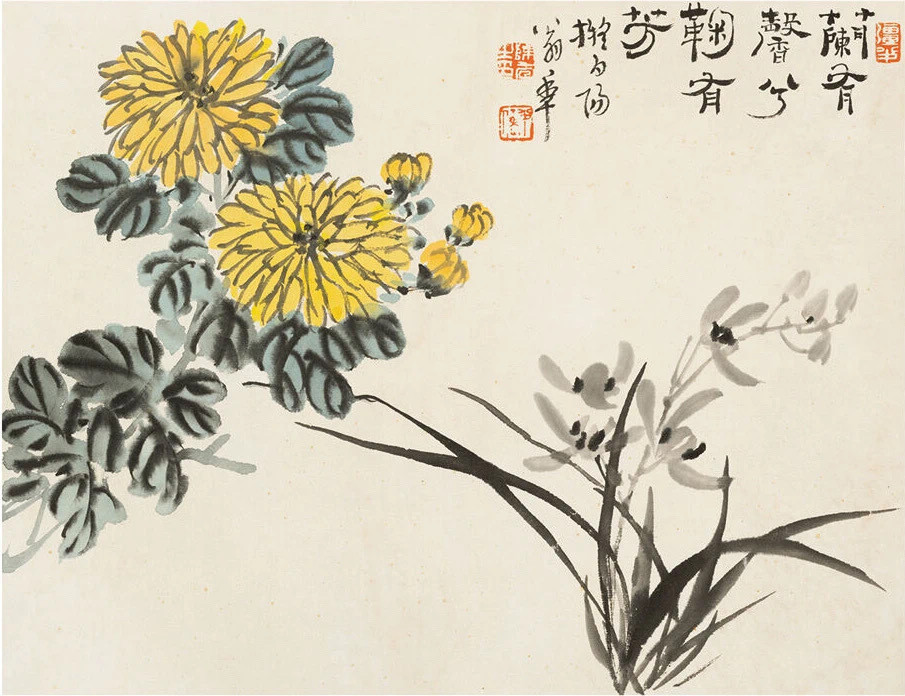 陈半丁仿古花卉册陈半丁(1876-1970)，名年，一作半叟，字静山、静庐，号