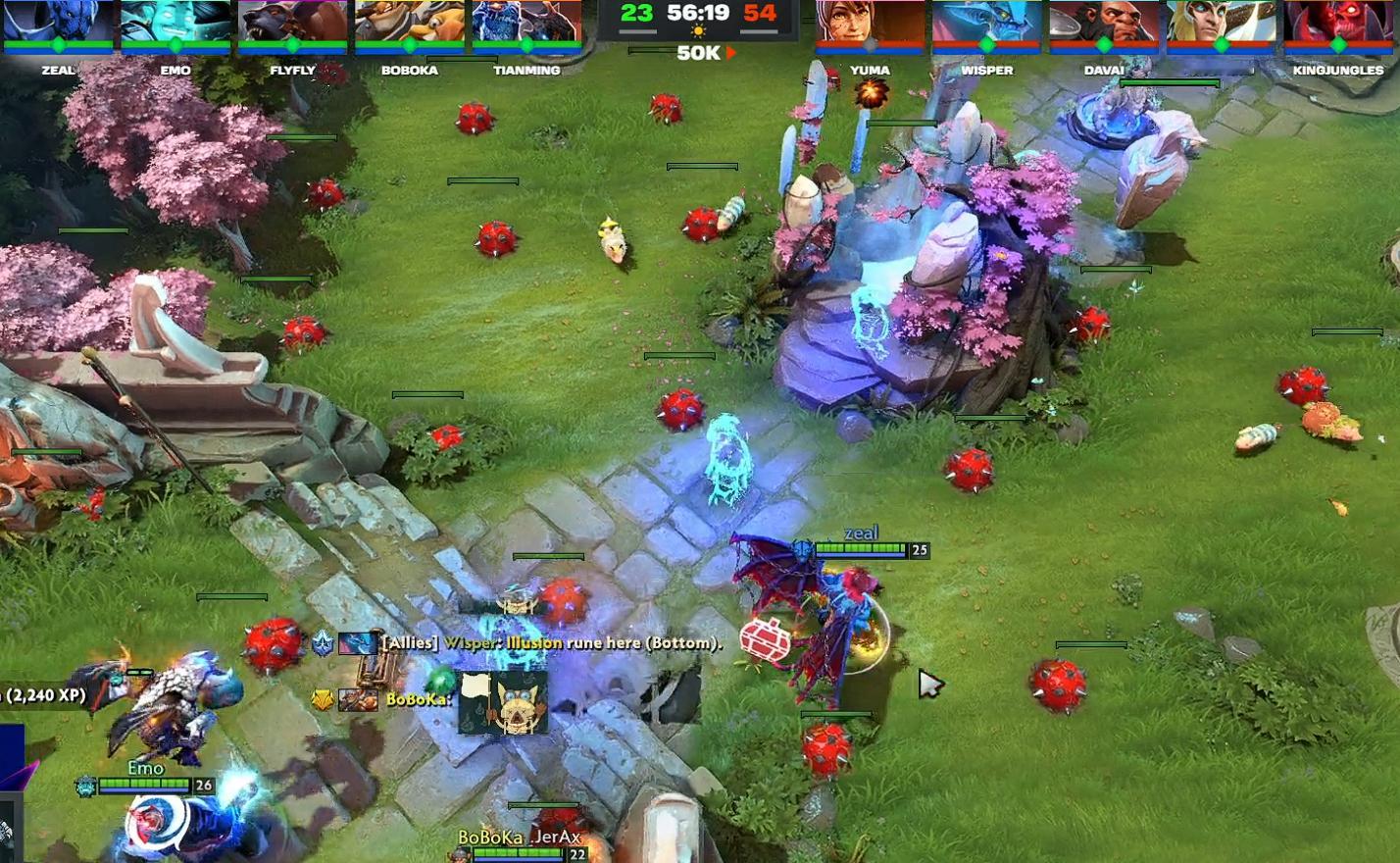 凌晨很欢乐的一局，YB在经济巨幅落后的情况下依靠炸弹人的埋雷以及家飞猫的断线让H