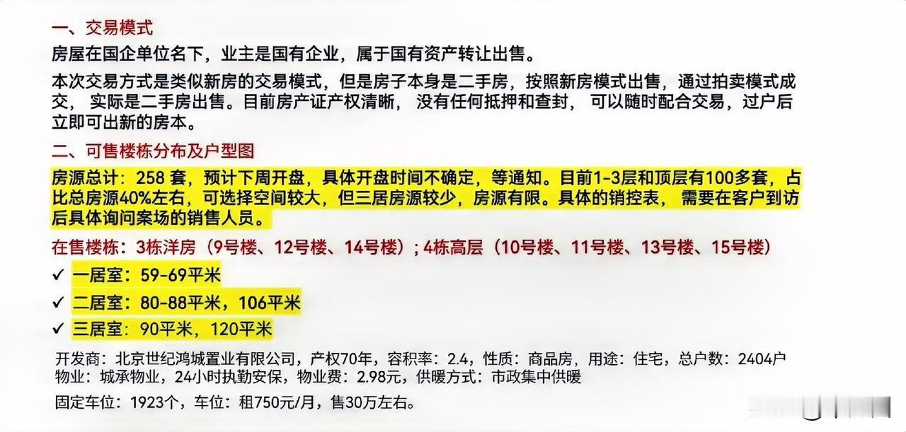 共计258套房子，业主是国有企业，房屋在国企单位名下。。。说实话，国企手里的房