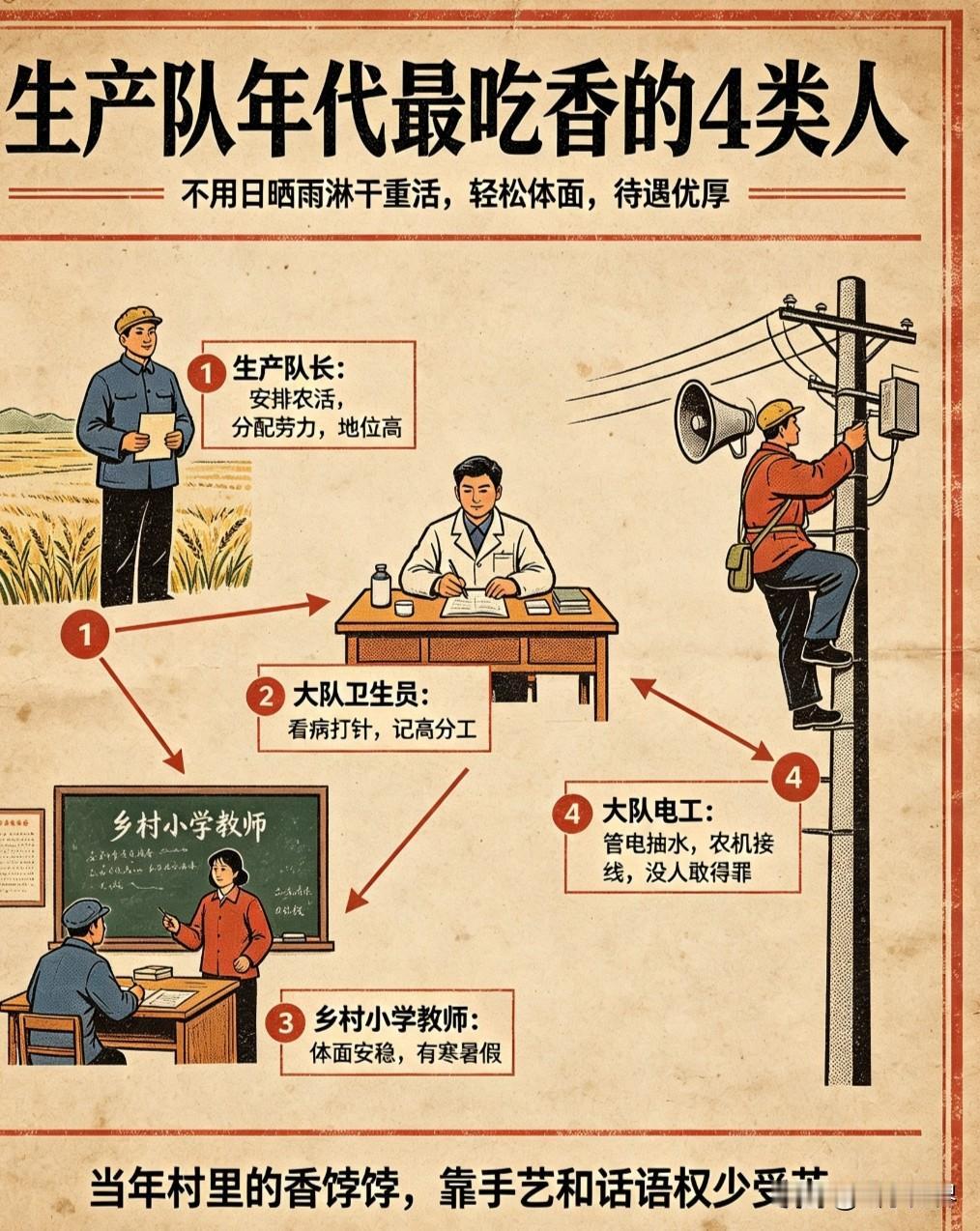 生产队年代最吃香的4类人！不用下地干活，全村人都羡慕老一辈都记得，生产队时
