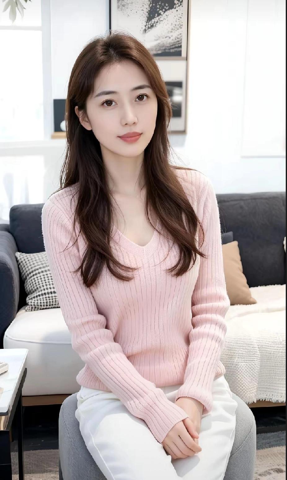 粉衣美人坐，静看花开花。