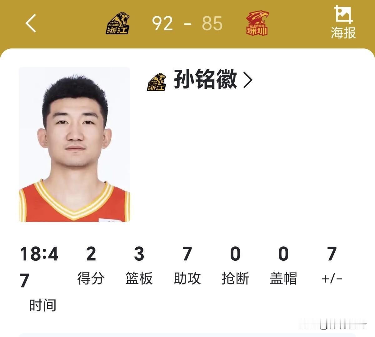 孙铭徽就是拽！不到关键时刻不出手！浙江广厦和深圳马可波罗男篮的半决赛G2，孙铭徽
