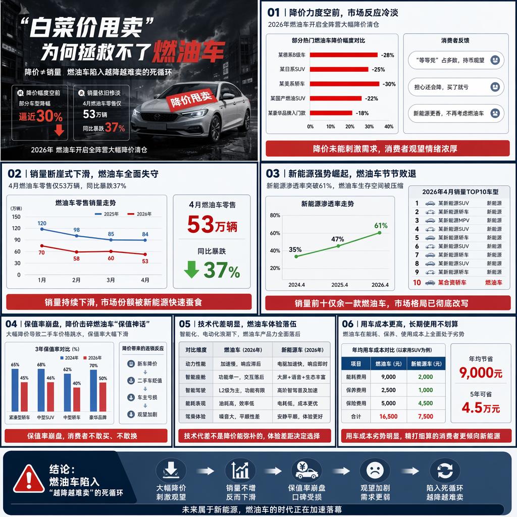 白菜价疯狂甩卖，为何依旧救不动燃油车眼下国内车市格局早已彻底改写，2026