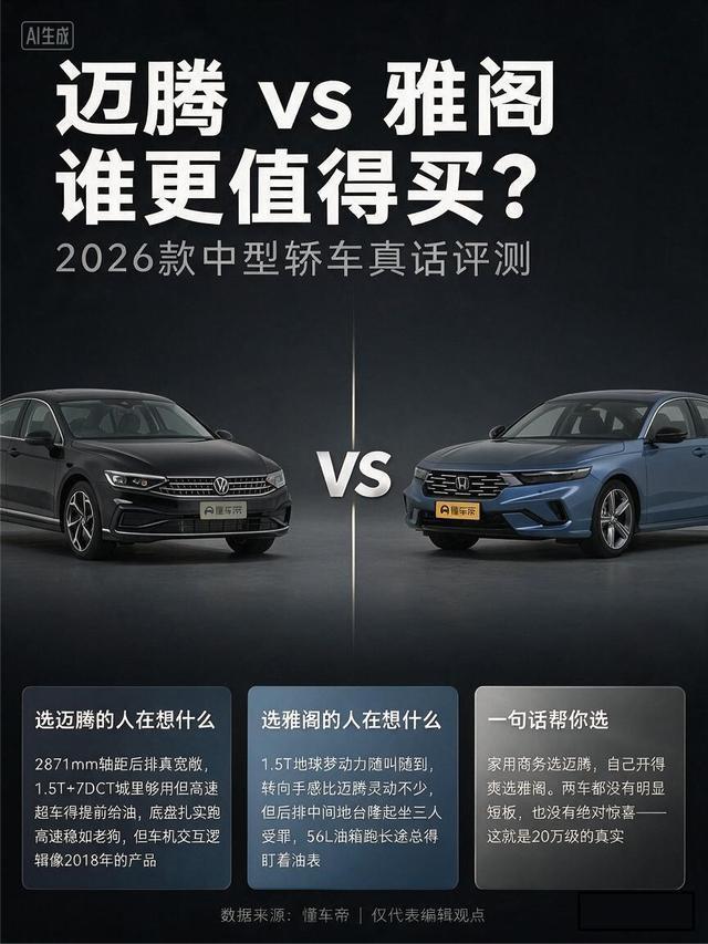 德系稳重vs日系运动，两款家用B级车怎么选？2026款迈腾3000