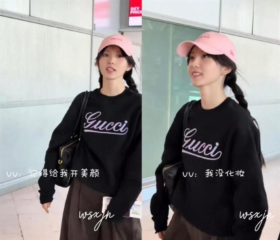 巴黎机场偶遇素颜田曦薇！第一句话叮咛粉丝：记得帮我开美颜哈哈哈