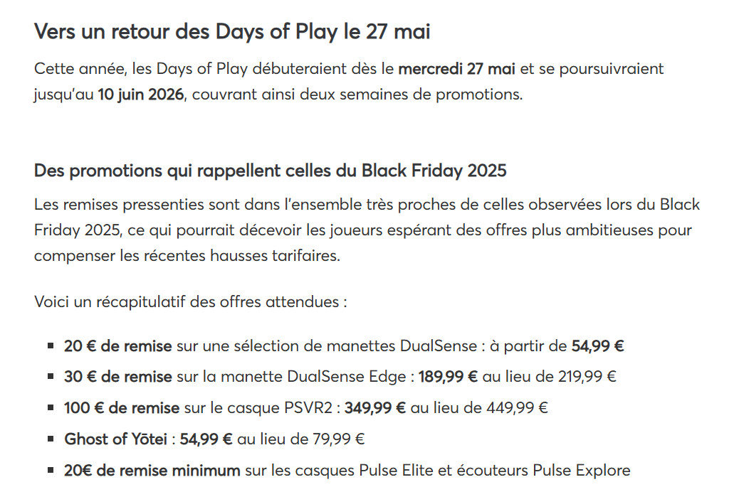 billbil-kun爆料了索尼「DaysofPlay2026」的部分内容