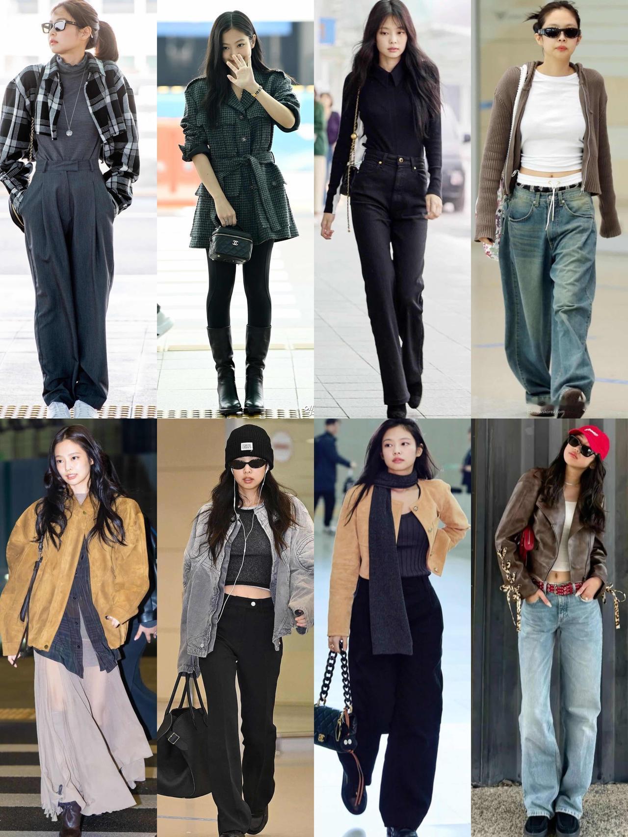 Jennie松弛感早秋穿搭！每套都很值得日常借鉴，把随性酷感拿捏到位。格纹外套、