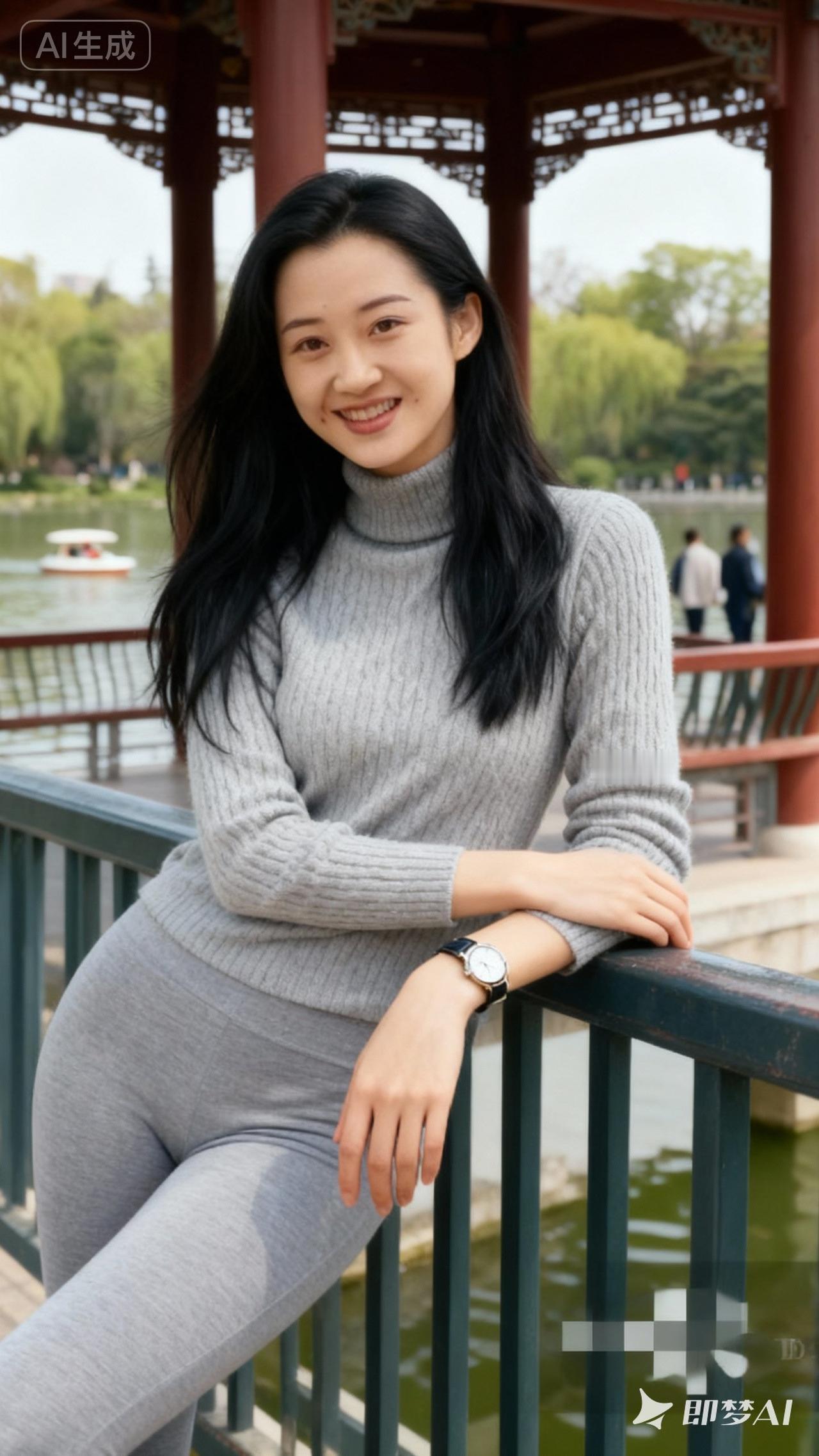 优雅气质，公园漫步，时尚穿搭