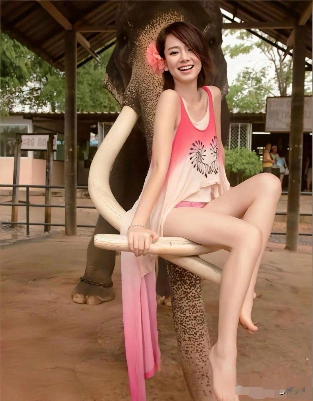 这大象是真的假的？或者说这戚薇是真的假的？她笑的真好看！