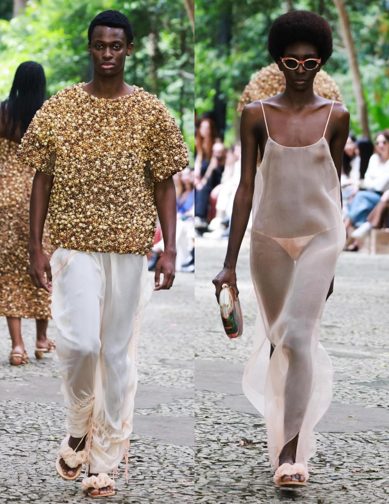 这件衣服真漂亮，看着就很透气你说它保守吧，好像也没有，上半身全露了你说它