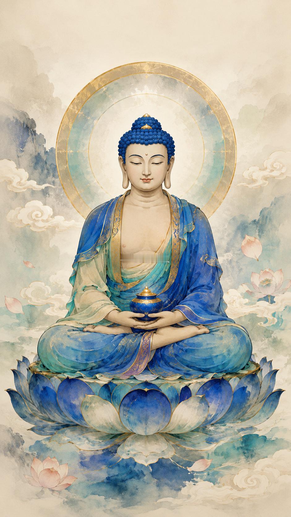 药师琉璃光如来慈悲加持，身有病痛者渐愈，心有郁结者渐宽，手头紧迫者渐丰。佛光所照