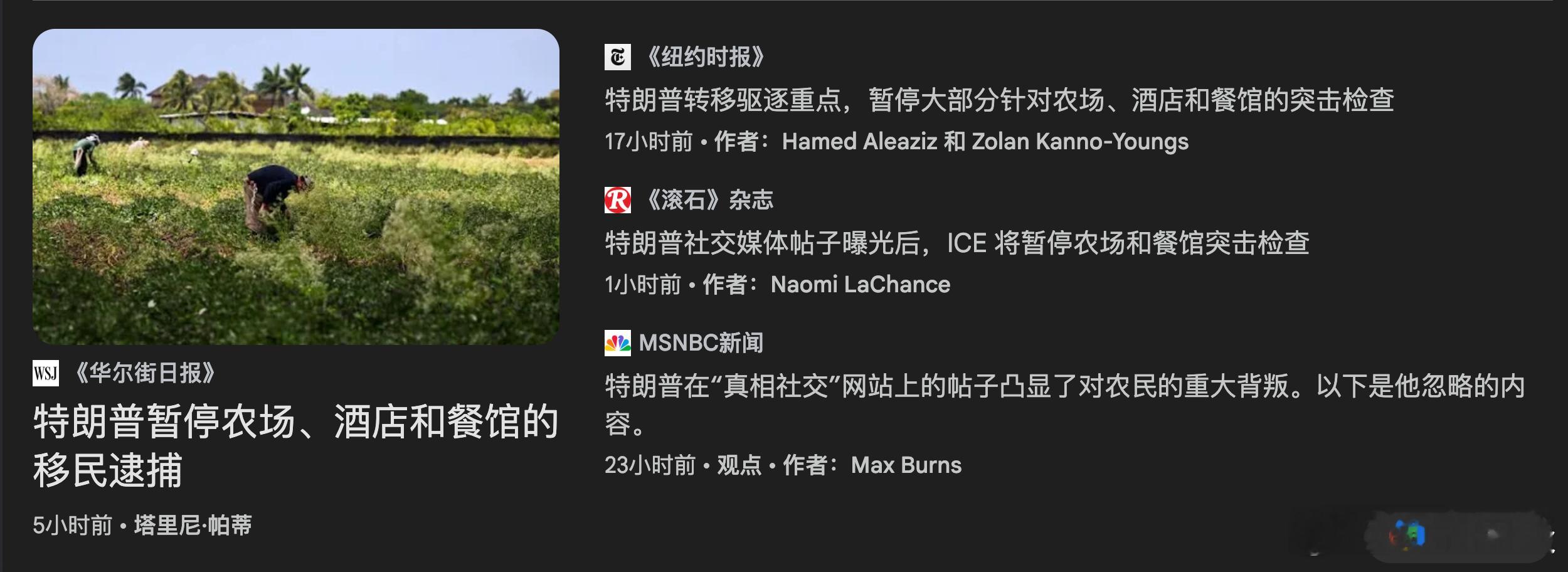 特朗普暂停逮捕农场、酒店和餐馆的非法移民。区别对待，都去底层打工？​​​特朗普