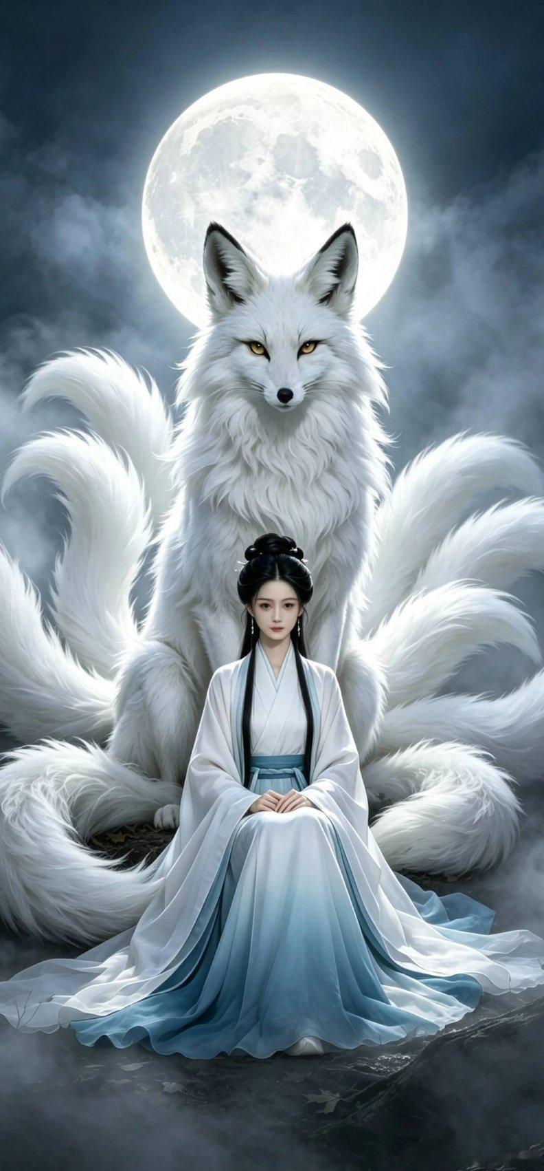 灵兽美人古风插画壁纸