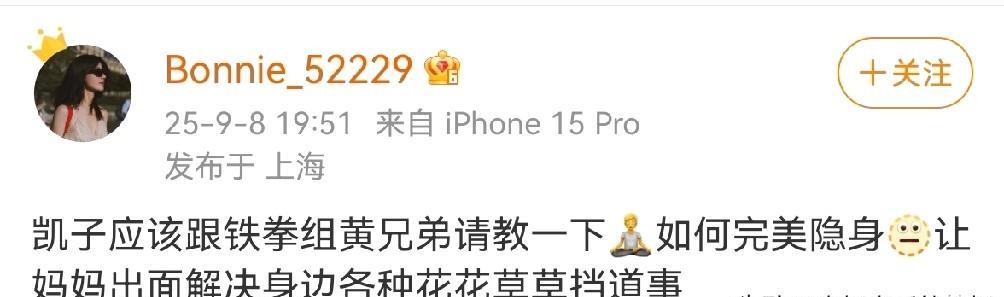 黄景瑜前妻也下场参与进许凯事件里了，她在线支招许凯：“应该向铁拳组黄兄弟请教一下