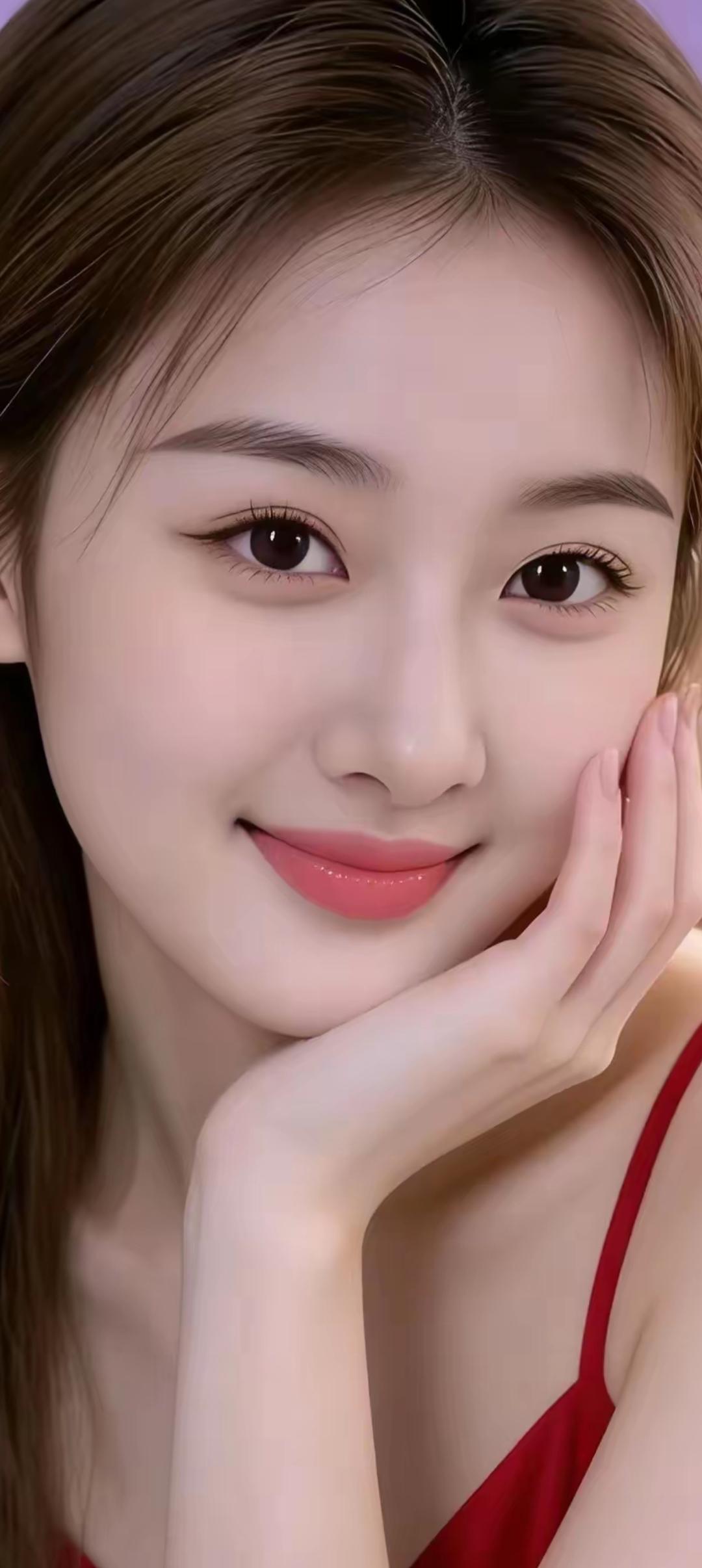 温柔甜美的微笑，红裙子的优雅，少女心满满！💖✨