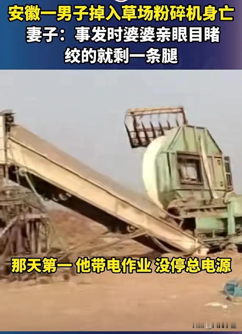 白发人送黑发人，母亲亲眼看到儿子被草场粉碎机夺走生命，悲痛欲绝！事发前，草场的