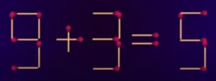 火柴棒谜题挑战现有火柴棒拼成的等式“9+3=5”，显然不成立。请你发