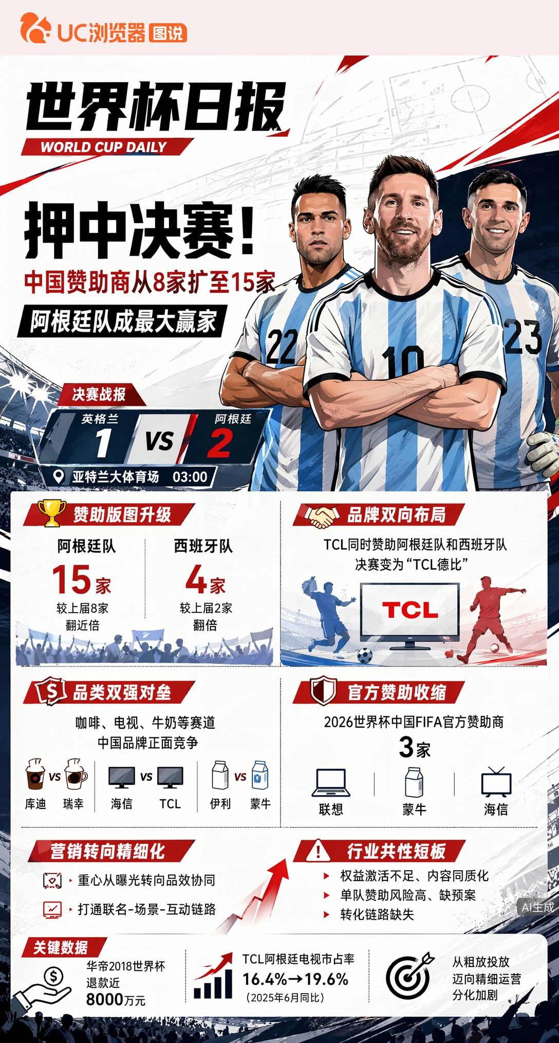 押中决赛！中国赞助商从8家扩至15家，阿根廷队成最大赢家