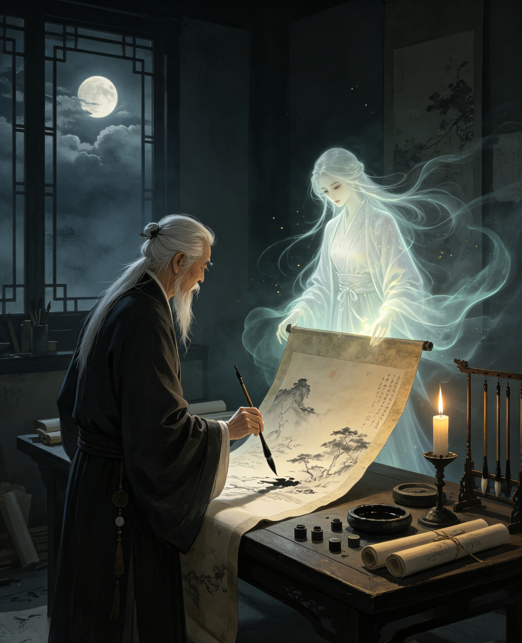 微小说大赛迷你短篇作品《画魂》老画师柳砚舟，一辈子只画美人。可他笔下的美人，从
