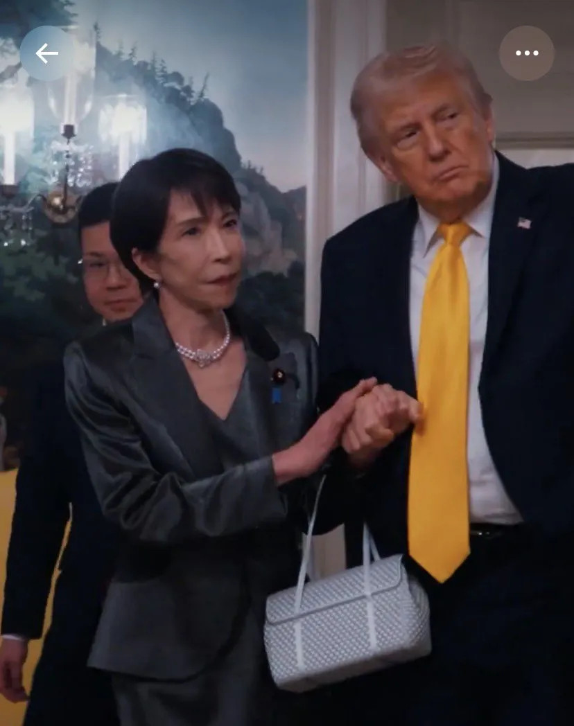 这张照片火了，这个动作火爆了，这一幕让日本人破防了。日本人写道：“高市早苗正在抚