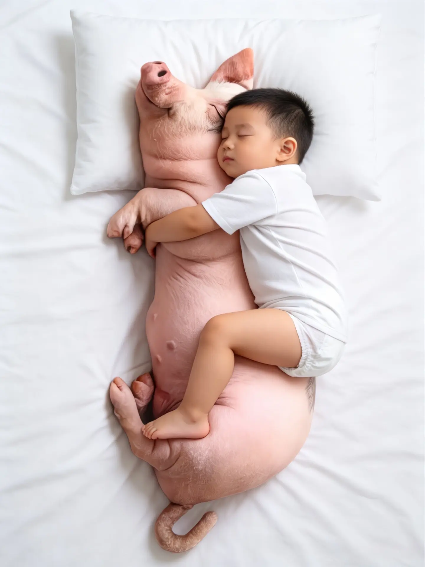 小姨跟风买的仿真小猪，孩子喜欢得不得了！抱着睡太舒服了！太像了！🤣