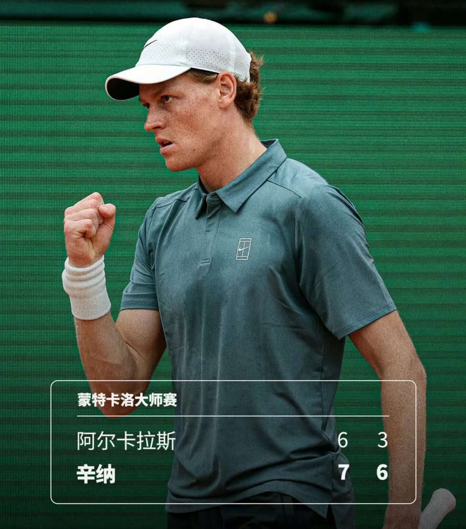 扬尼克辛纳蒙特卡洛登顶携冠重回世界第一，17连胜书写红土新传奇✨蒙特卡洛大师赛男