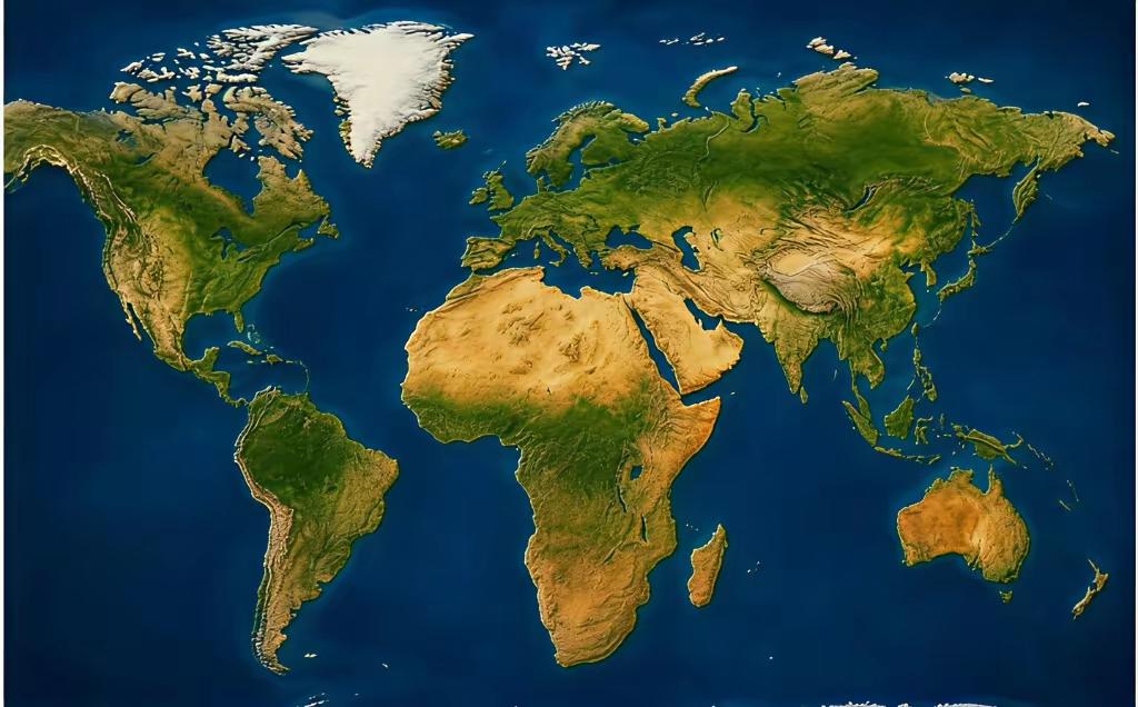 真实的世界地图，非洲才是世界第二大洲，其陆地面积是3000万平方公里，是亚洲面积