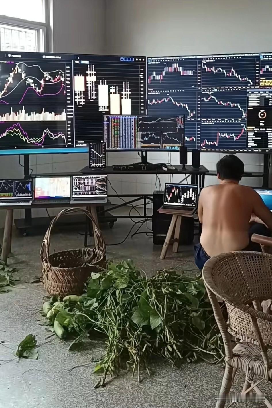 论农民研究员的办公环境，电脑就在鸡舍农田旁边，边干农活边写代码所有系统都是自己写