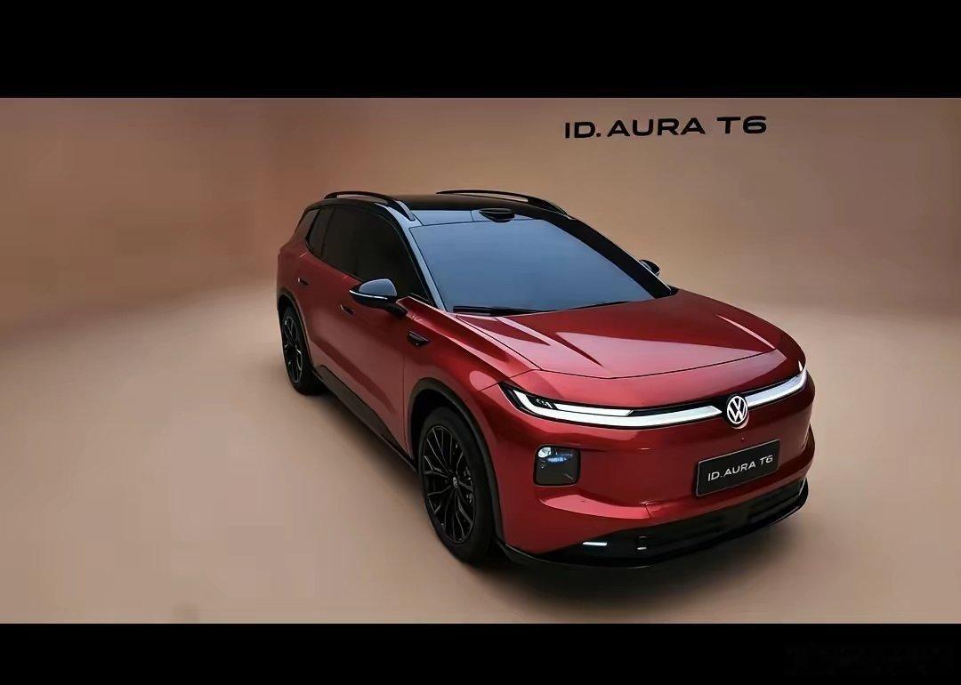 大众IDAT6看了大众全新纯电中型SUVID.AURAT6实车，说真的这红黑