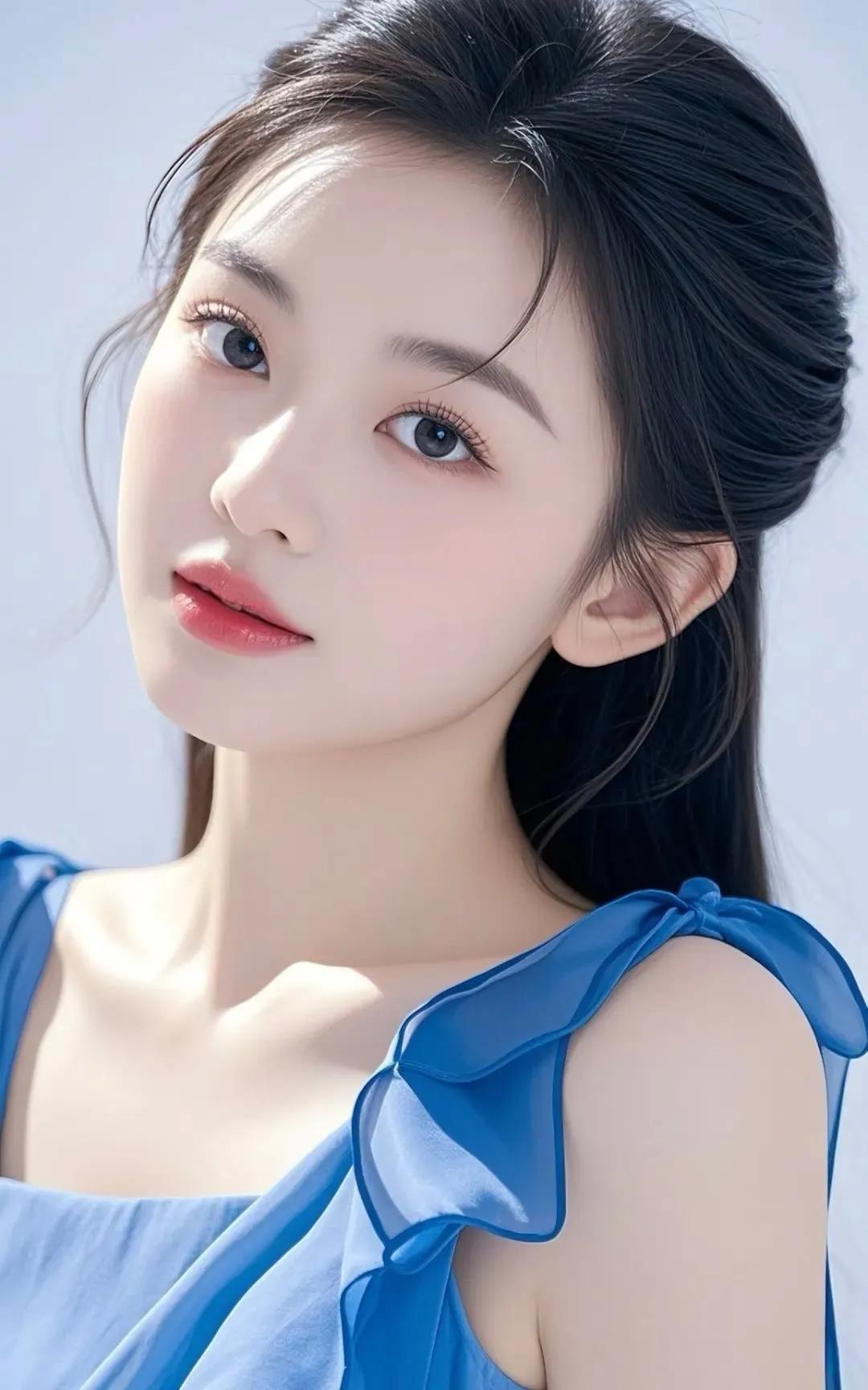 温柔蓝调，少女心满满，梦幻般的美颜