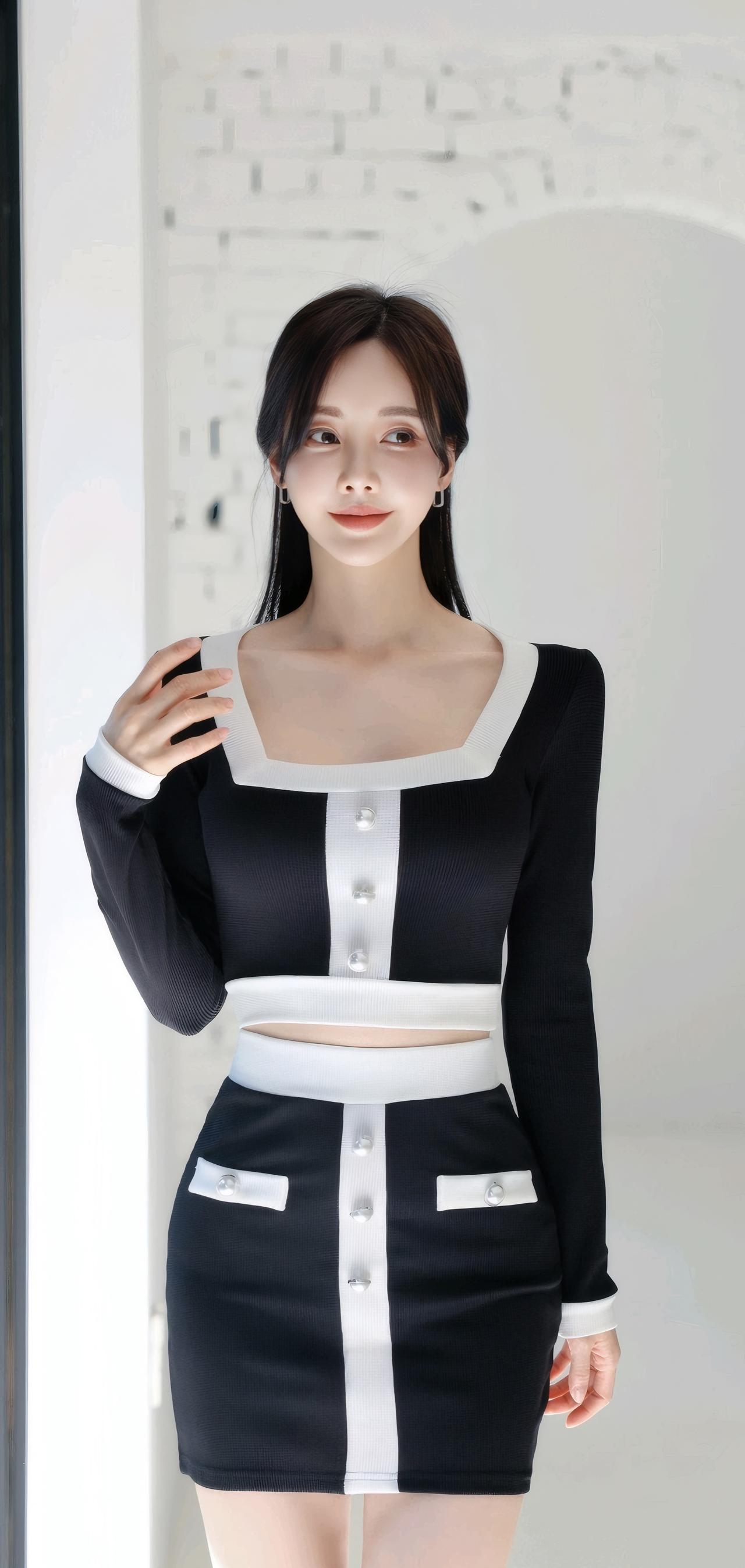 优雅黑白色调连衣裙，简约时尚，尽显气质！