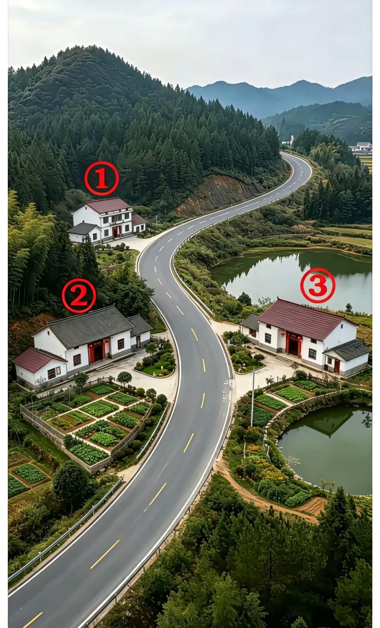 从风水学的角度看，下面三座房子哪一个位置是最好的？