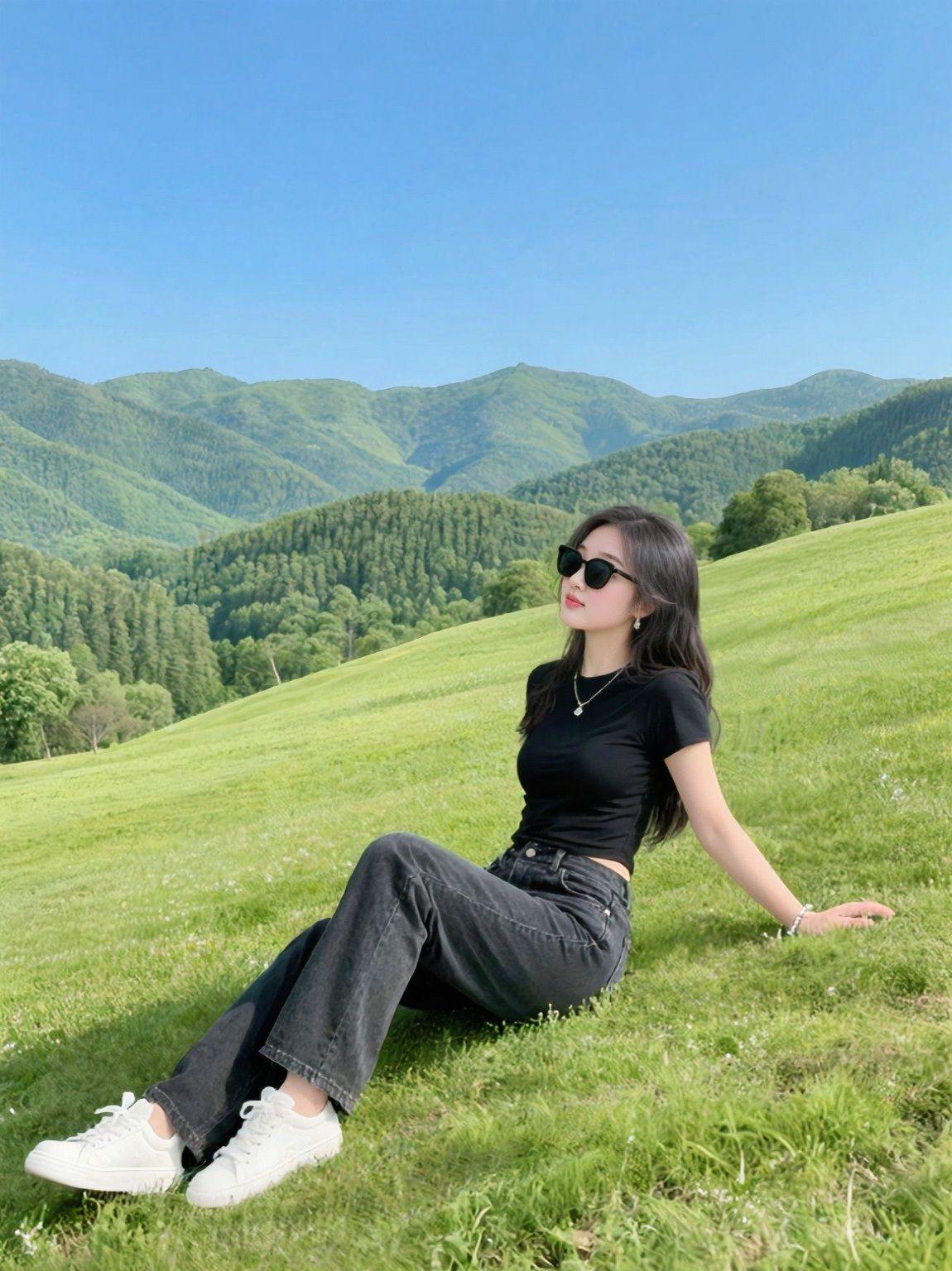 平淡的走着简单的活着晒太阳草山