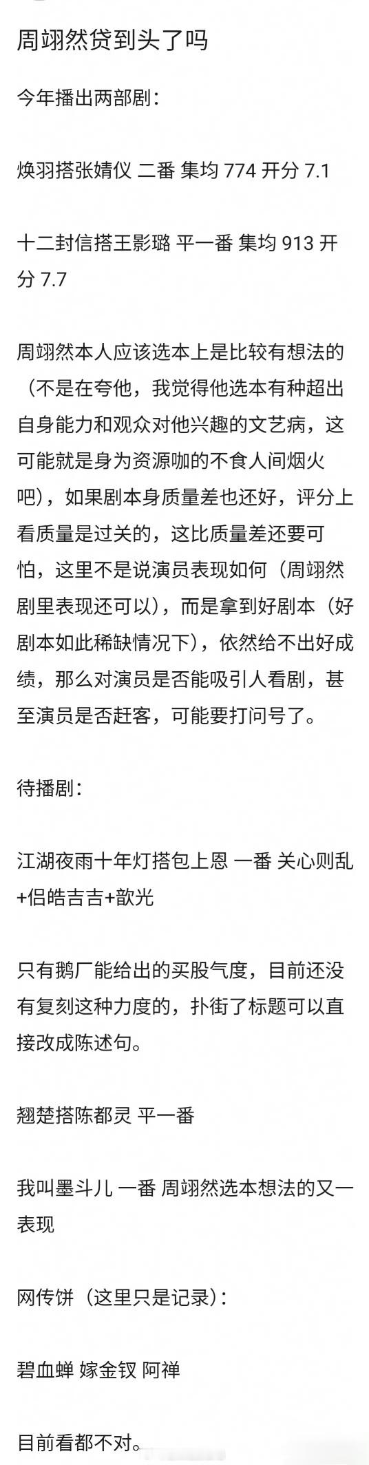 网友问周翊然贷到头了吗？