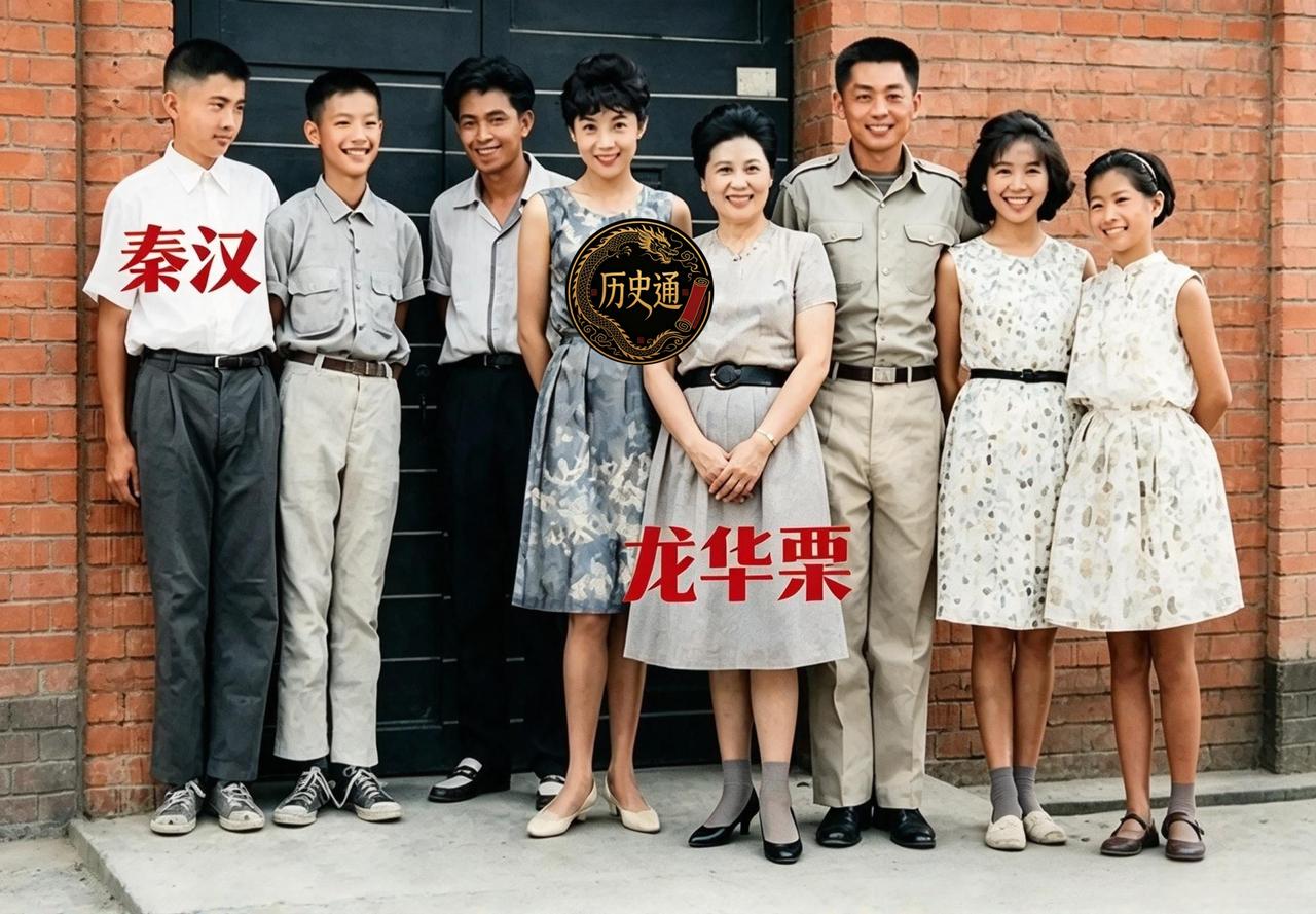这是秦汉的母亲龙华藻与自己亲手拉扯大的孩子们。母亲龙华藻还是最欣赏、最看中秦汉。