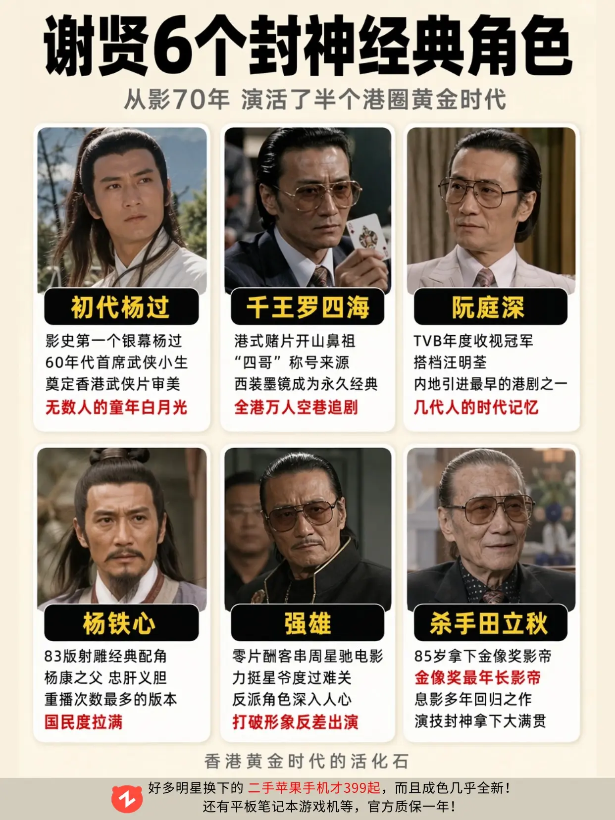 谢贤 6 个经典角色，哪个是你心中天花板。