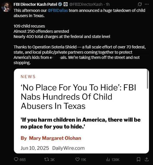 自由不是借口，民主只是表象🚨🇺🇸联邦调查局在德克萨斯州大规模行动中逮捕