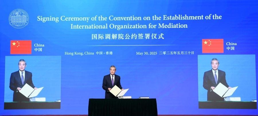 外交部发言人林剑5月30日发文说：“国际调解院是我们今天共同栽种的一棵幼苗，这棵