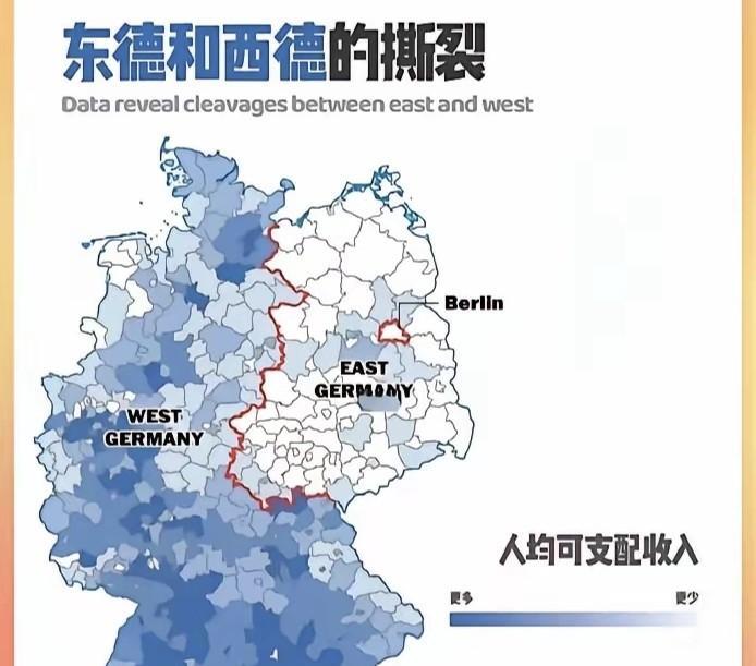 翻到新华社一篇文，谈德国统一30多年后，政治社会生活的撕裂！当初柏林墙推倒，东德