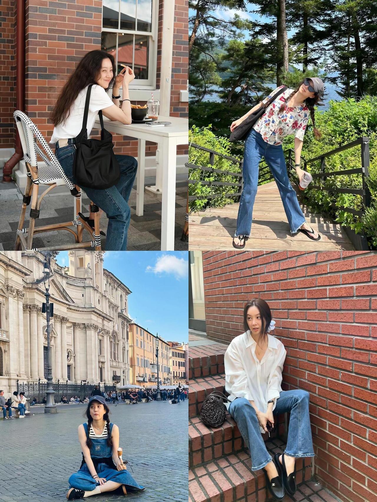 郑丽媛真的很会搭！她的街拍把松弛感和高级感拿捏得恰到好处，基础款白T、衬衫、牛