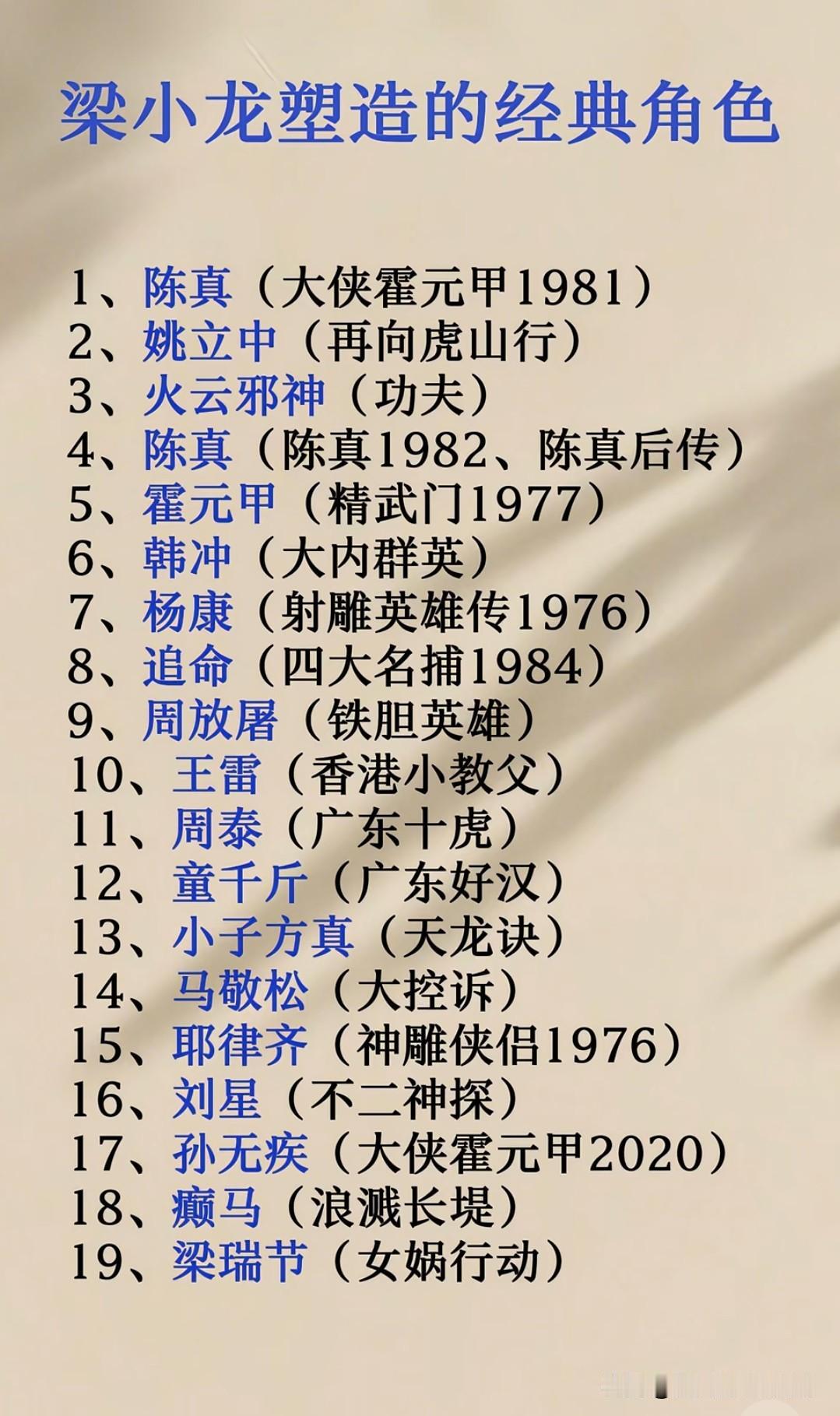 提起梁小龙，很多人只知道《大侠霍元甲》里的陈真，殊不知他塑造了超多经典角色。