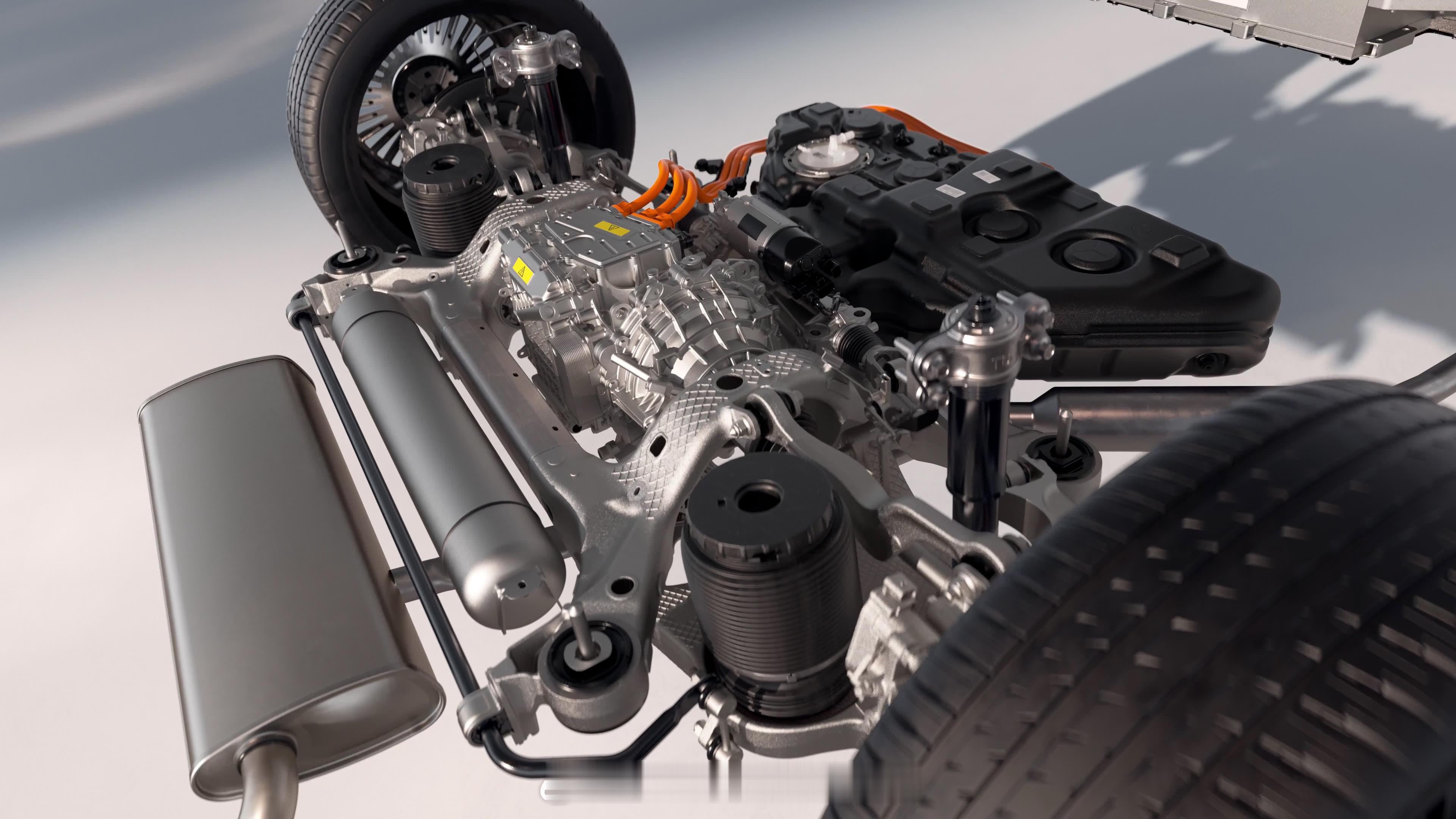 小鹏X9增程版这个后桥，确实很nb。这么大一个地方，集成了空气悬架（包括气罐）、