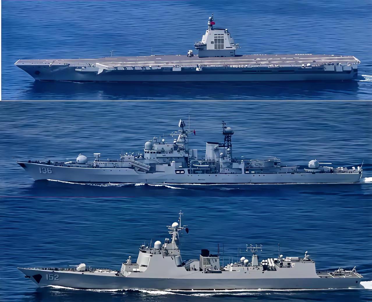 这次的福建舰，南下进行航行试验，组成的特混护航编队，也挺有意思的。这次航母护
