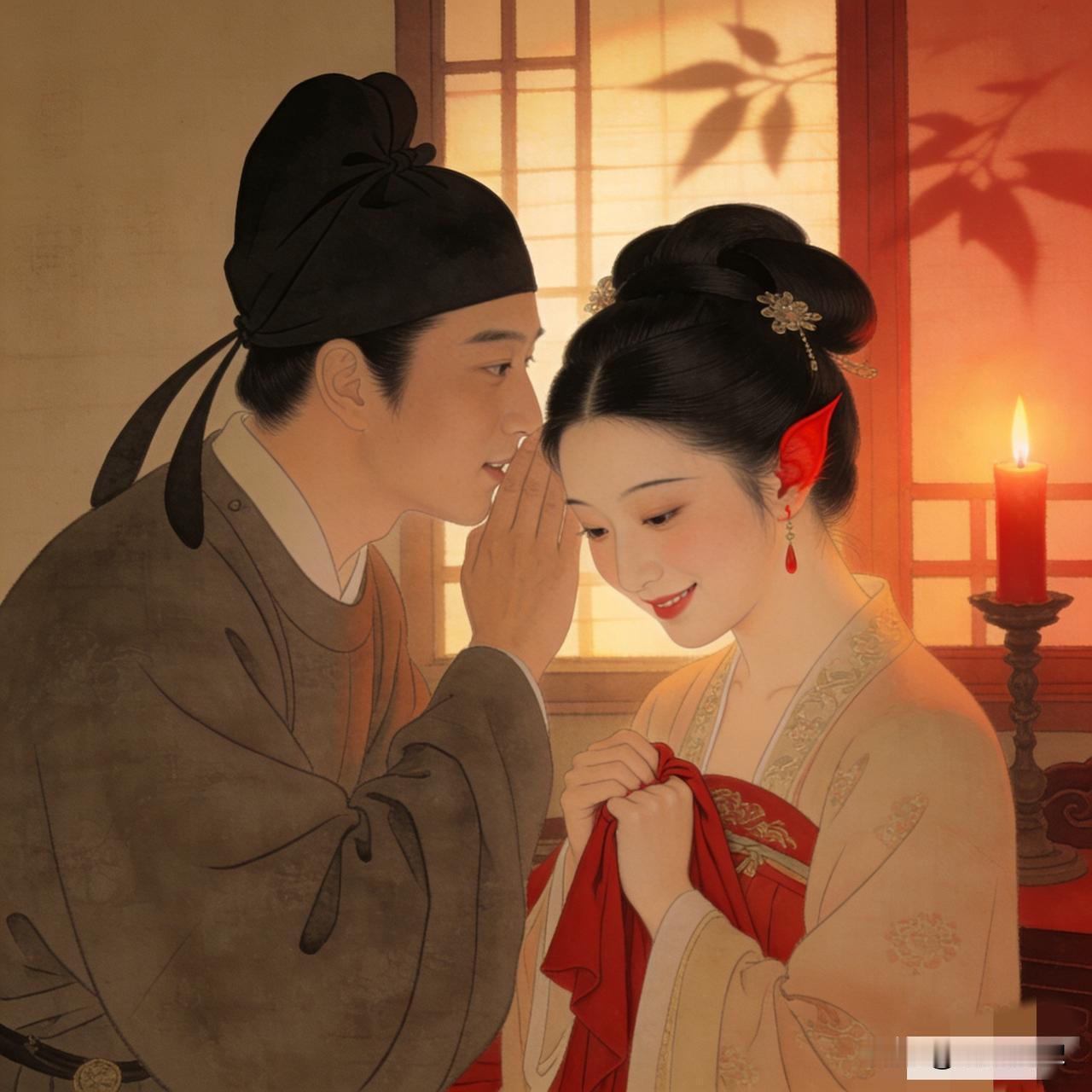 1144年，陆游娶了表妹唐婉，洞房花烛夜，陆游在唐婉耳旁说:“一会吹了蜡烛，我可
