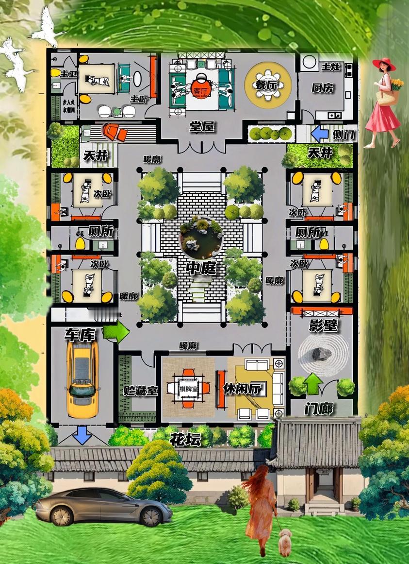 爱讲人情世故的合院，438㎡含金量最高是四道门，诠释了，通透是金，动线是银，