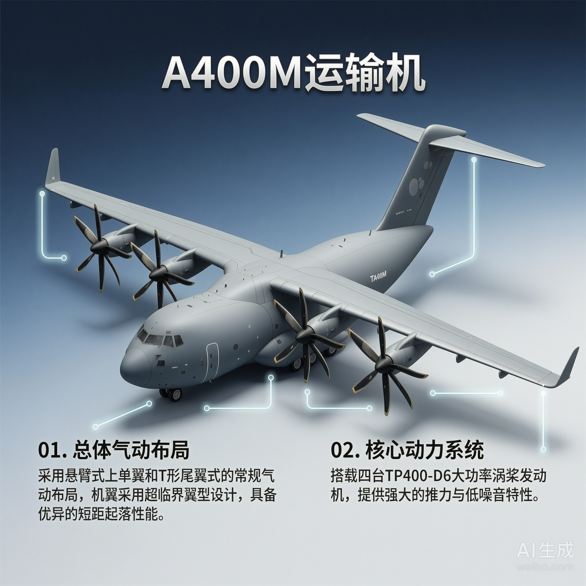 军事ai新视野A400M运输机［欧］机长：45.1米翼展：42.4米机高：14
